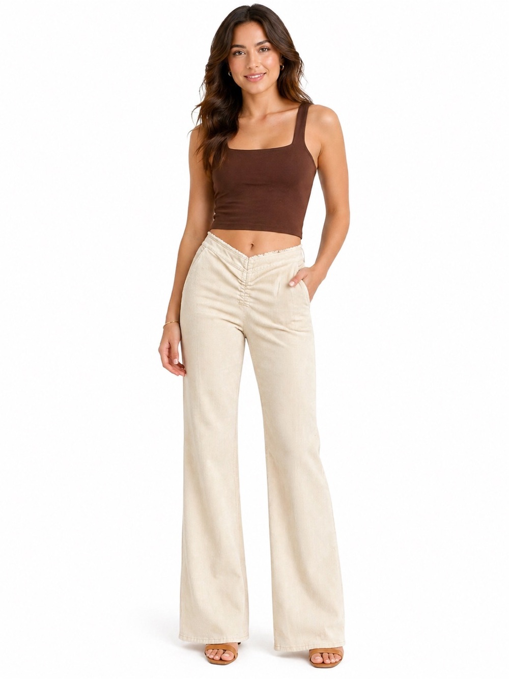 Urban Outfitters Ivory Boot Cut Corduroy Pants